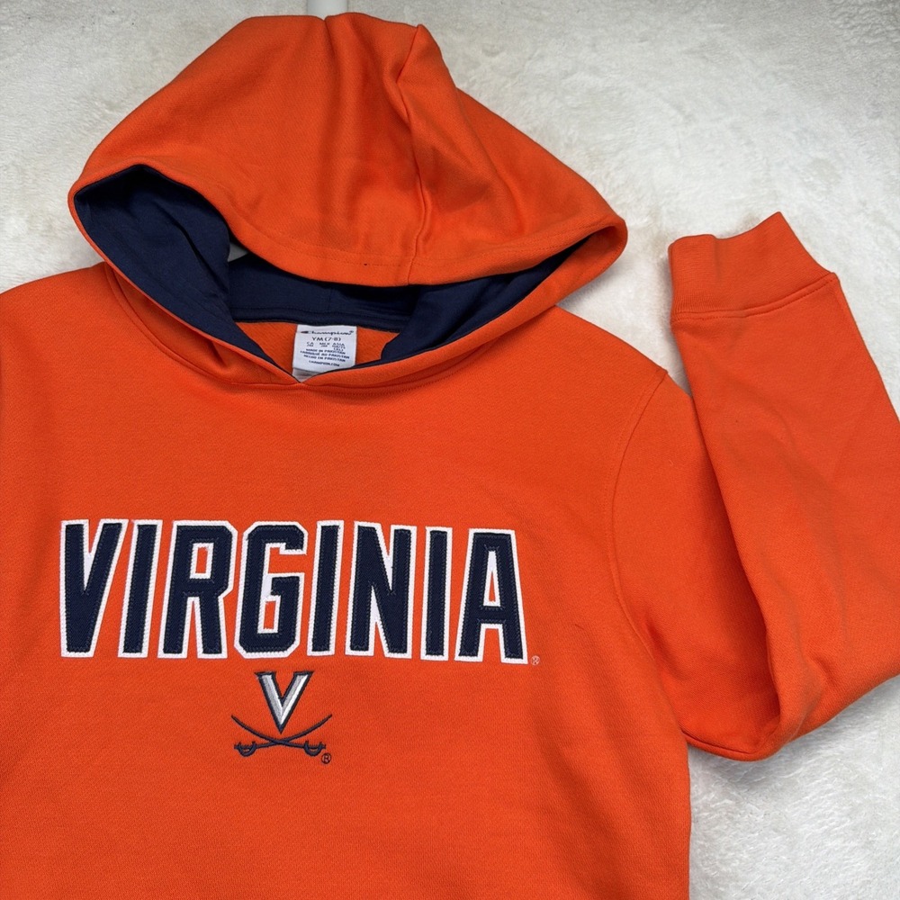 Virginia Cavaliers Hoodie Youth M 7-8 Champion Orange UVA Pullover NWT - Picture 2 of 11